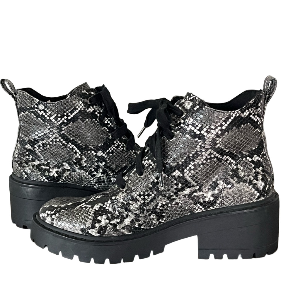 Skechers Snake Print Chunky Combat Boots Size 8 - Picture 4 of 11